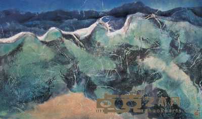 刘国松 1974年作 青绿山水 镜心 56×95cm